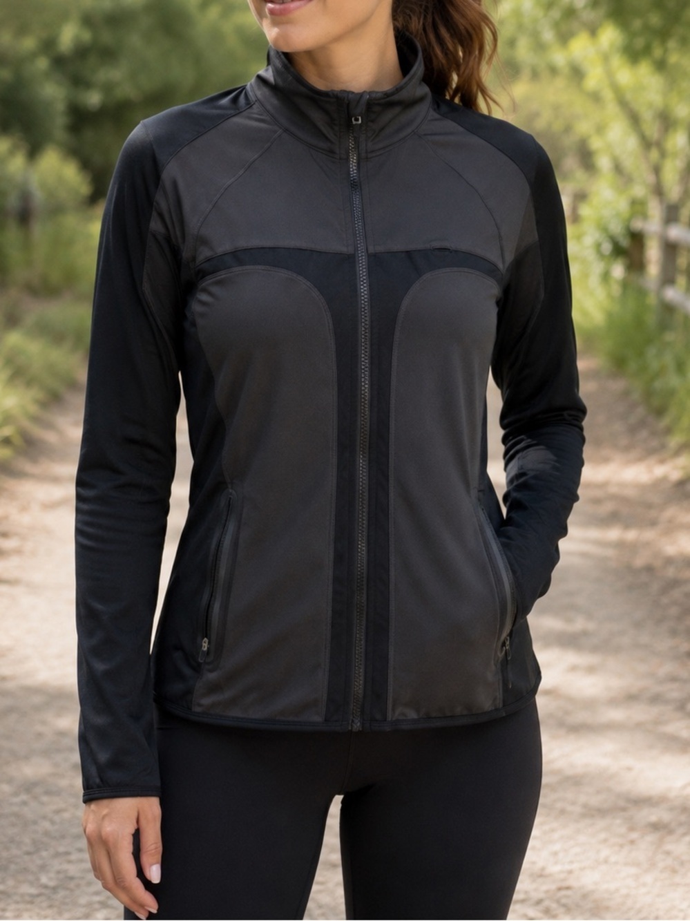 Fabletics Black Lightweight Full Zip Athletic Running Jacket Women’s XL